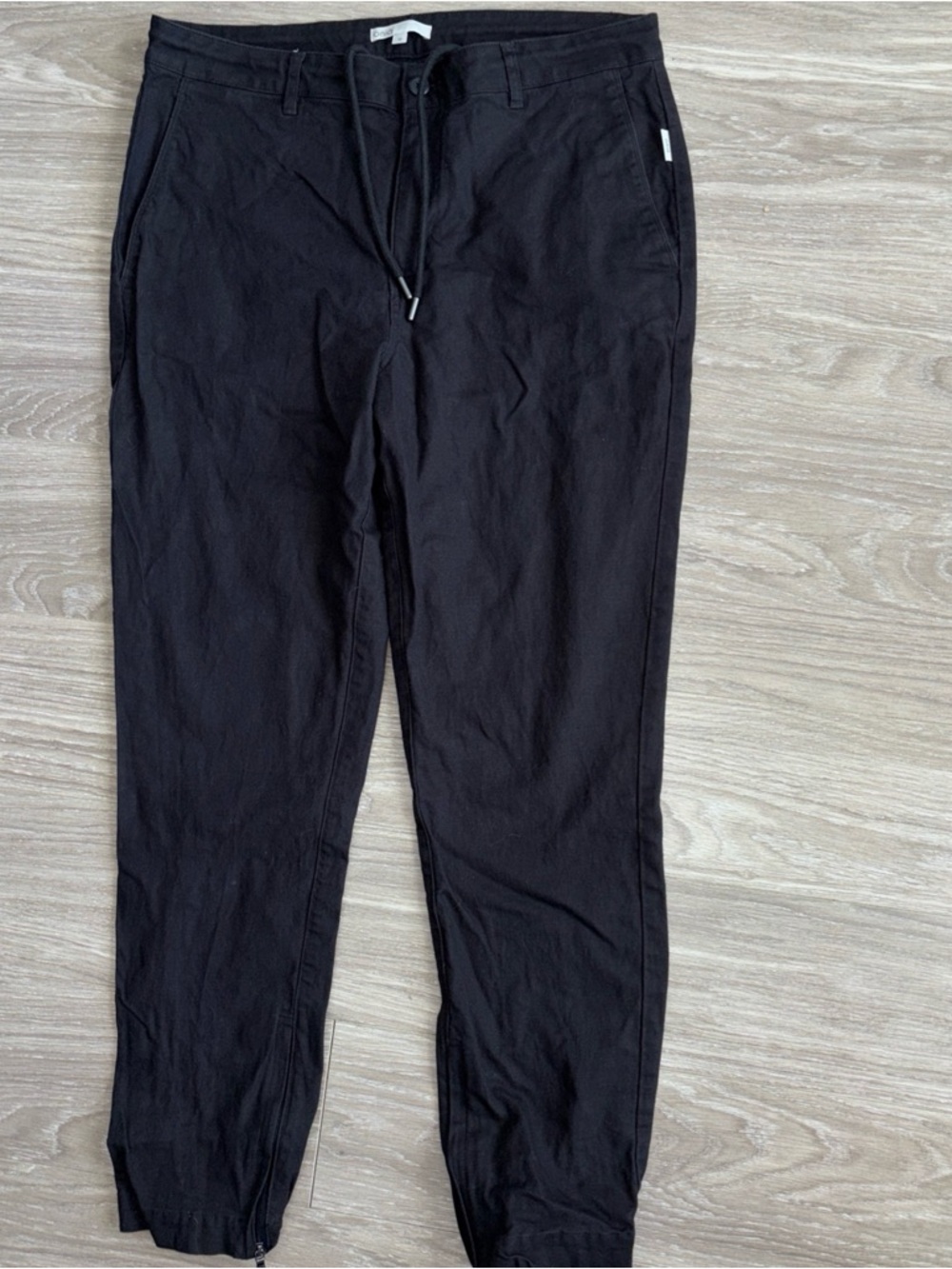 Onia Men Linen Blend Pant 32 Straight Leg Gray Charcoal Zip Business Casual Jean